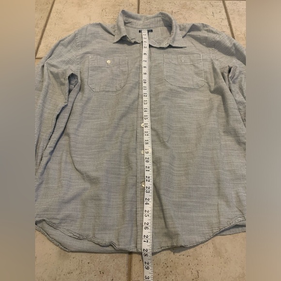 Gap Men's XL Classic Fit Gray White Check Button Down Shirt - Picture 5 of 5